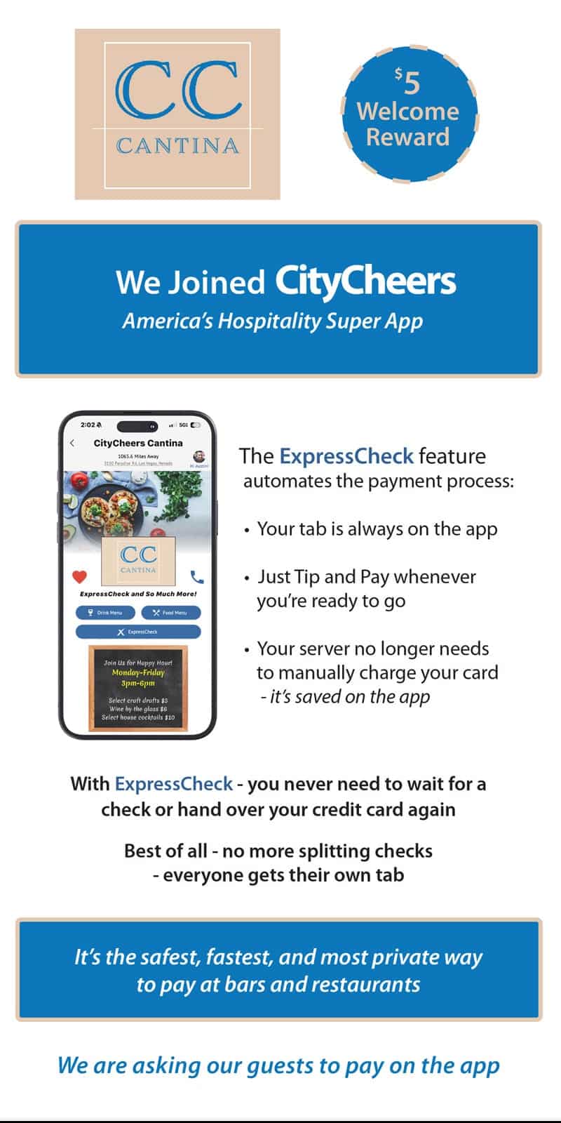 CityCheers Super App Menu Insert