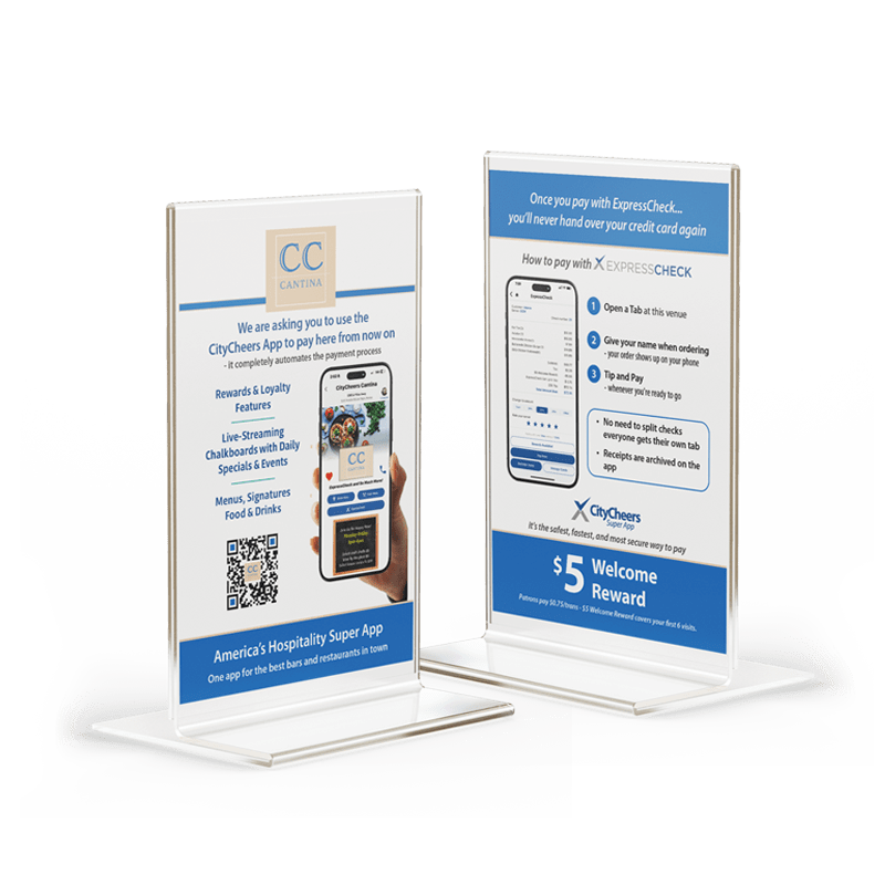 CityCheers Super App Table Tent