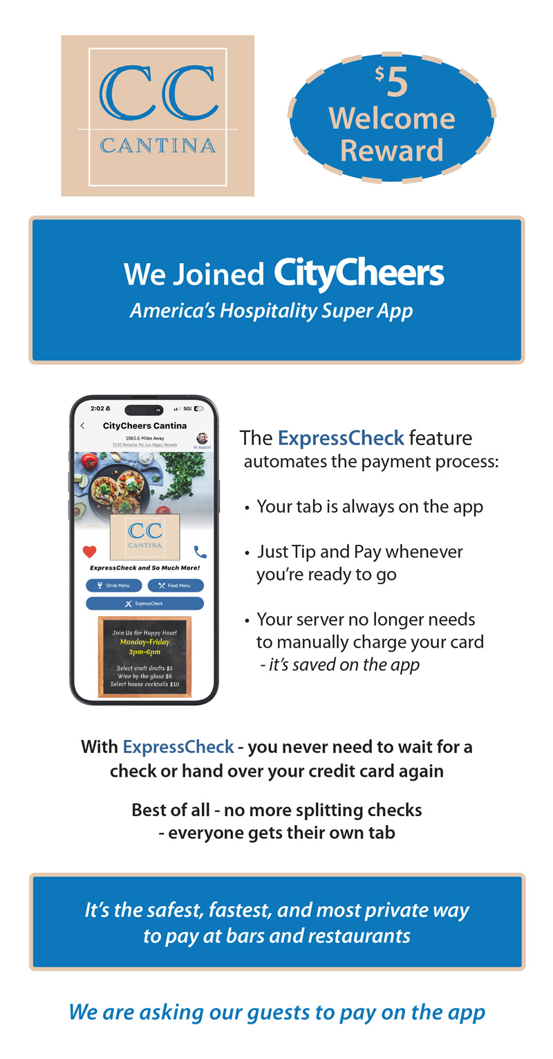 CityCheers Super App Menu Insert Front