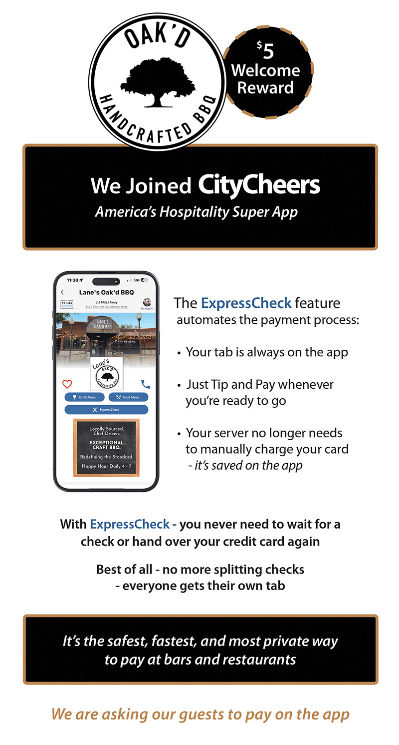 CityCheers Super App Menu Card Front