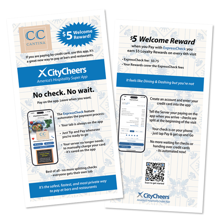 CityCheers Super App Menu Inserts